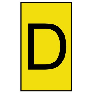 HellermannTyton Ovalgrip Slide-On Pre-Printed Cable Marker, Black Legend "D", Yellow Polyolefin, 1.7-3.6 mm Cable 901-10148