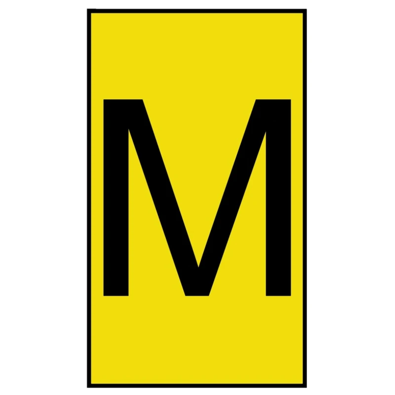 HellermannTyton Ovalgrip Slide-On Cable Marker Pre-Printed 'M' Black Legend Yellow Marker for 1.7 mm to 3.6 mm 901-10157