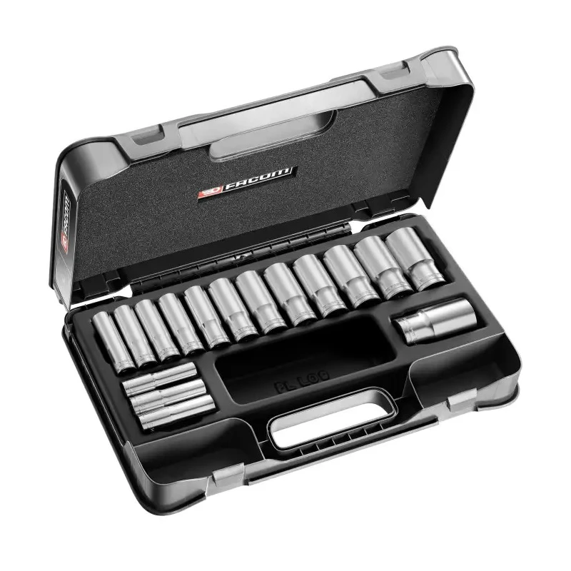 Facom 16-Piece 1/2 in 6 Point Long Reach Socket Set Chrome Vanadium Steel S.405AE