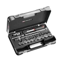 Facom 26-Piece 1/2 in 12 Point Socket Set with Ratchet, Extensions, Joint, Sliding Handle S.161-4P12