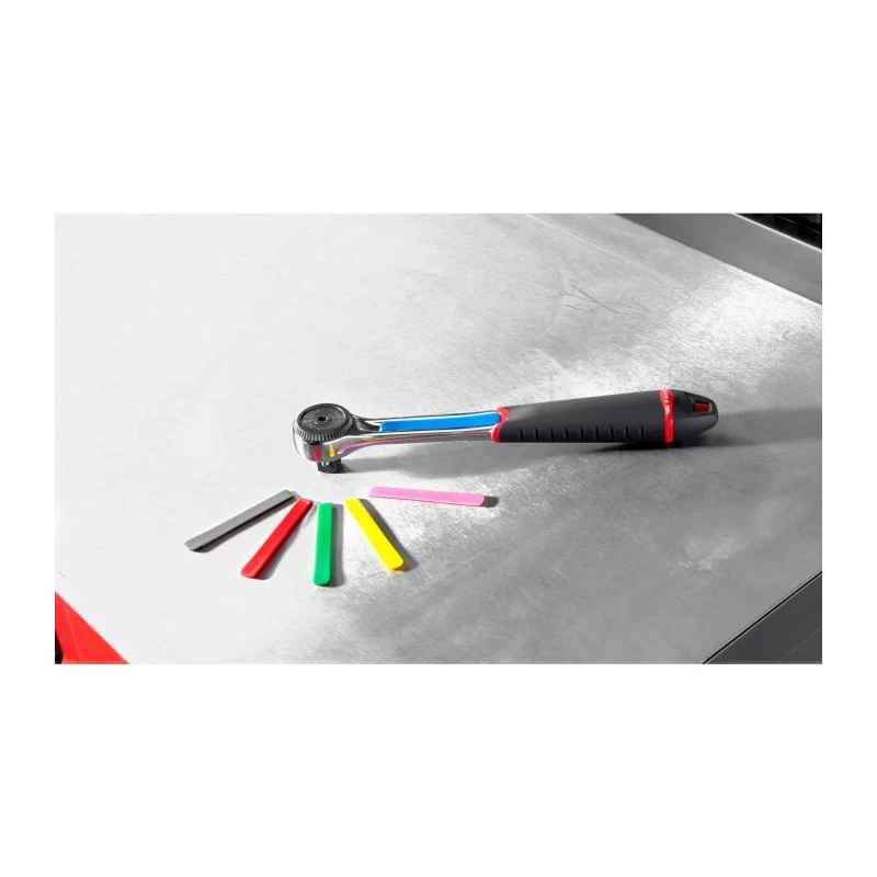 Facom 12.7 mm Ratchet with Bi-Material Elastomer Handle, Chrome Vanadium Steel, Compact Head, 260mm Length S.161B