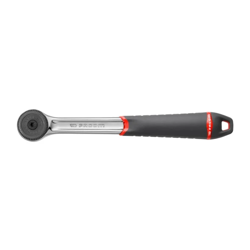 Facom 12.7 mm Ratchet with Bi-Material Elastomer Handle, Chrome Vanadium Steel, Compact Head, 260mm Length S.161B