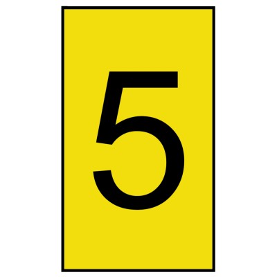HellermannTyton Ovalgrip Slide-On Pre-Printed Cable Marker, Black Legend 5, Yellow Marker, Polyolefin, 2.5 mm to 6 901-10176