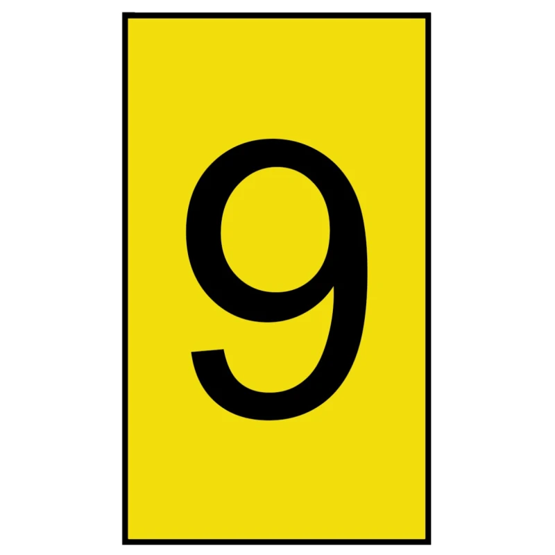 HellermannTyton Ovalgrip Slide-On Cable Marker, Black, Pre-printed "9", for 2.5 to 6mm Cable Diameter, Polyolefin 901-10180