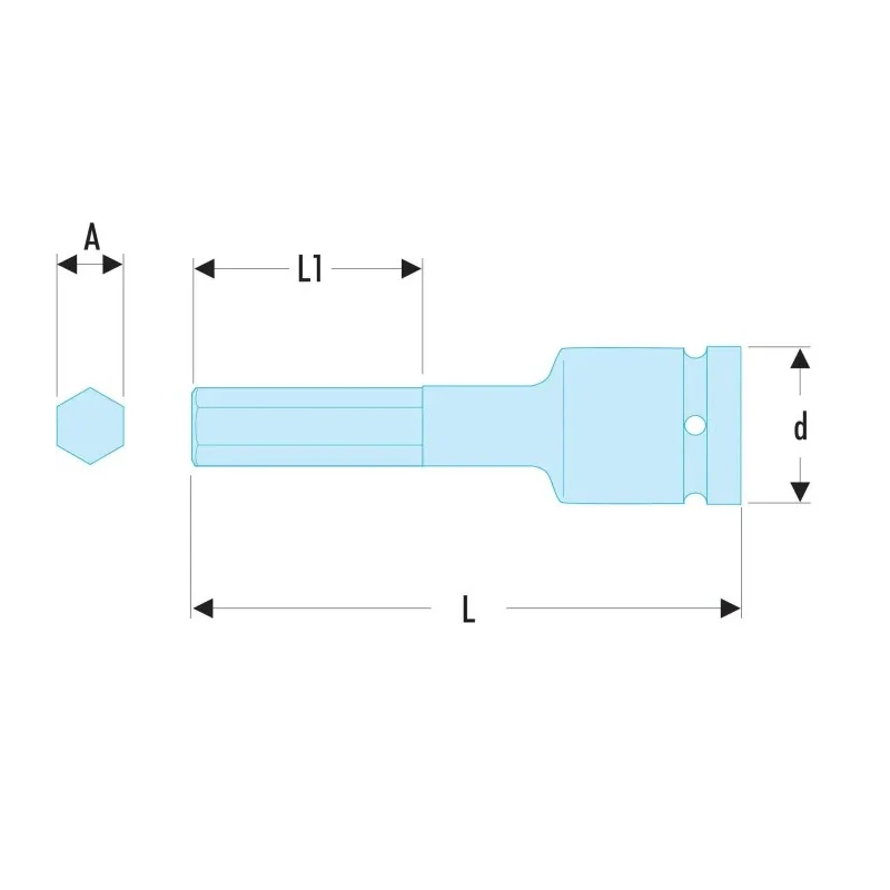 Facom 5 mm 1/2 in Drive Metric Impact Socket, 6 Point, 79 mm Length NSHM.5