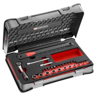 Facom 27-Piece 1/4 in Drive 6 Point Extension Wrench & Socket Set Chrome Vanadium Steel AXS.SJ1
