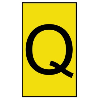 HellermannTyton Ovalgrip Slide-On Cable Marker, Black, Pre-printed "Q", 6 mm to 2.5 mm Cable Diameter, Yellow 901-10198