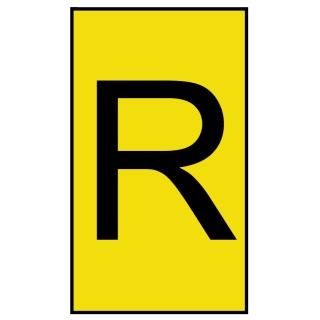 HellermannTyton Ovalgrip Slide-On Cable Marker, Black, Pre-printed "R", 6 mm Cable Diameter, Yellow Marker 901-10199