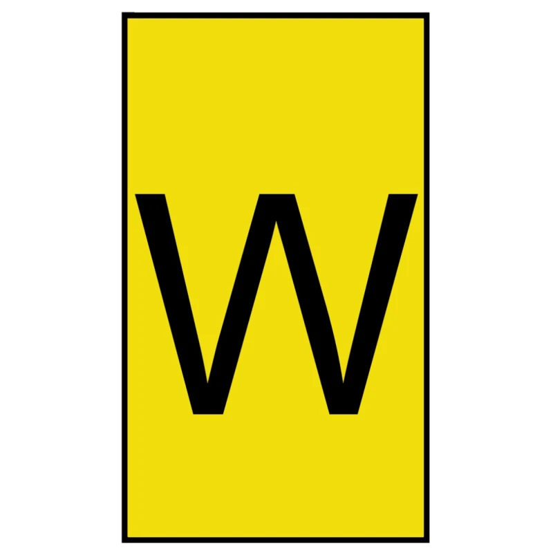 HellermannTyton Ovalgrip Slide-On Cable Marker, Black Legend, Pre-Printed "W", Fits 2.5 to 6 mm Cable, Yellow 901-10204