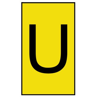 HellermannTyton Pre-Printed Ovalgrip Slide-On Cable Marker, Black Legend "U", Yellow Marker, 2.5 to 6 mm Cable 901-10202