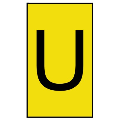 HellermannTyton Pre-Printed Ovalgrip Slide-On Cable Marker, Black Legend "U", Yellow Marker, 2.5 to 6 mm Cable 901-10202