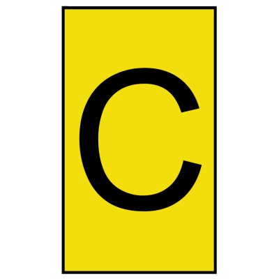 HellermannTyton Ovalgrip Pre-Printed Slide-On Cable Marker Black Legend "C", Yellow Marker, Fits 2.5 mm to 6 mm 901-10185