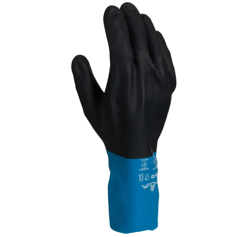Showa Black Cotton Work Gloves Size 10 Latex Neoprene Coating Chemical Resistant BSTCHMS4