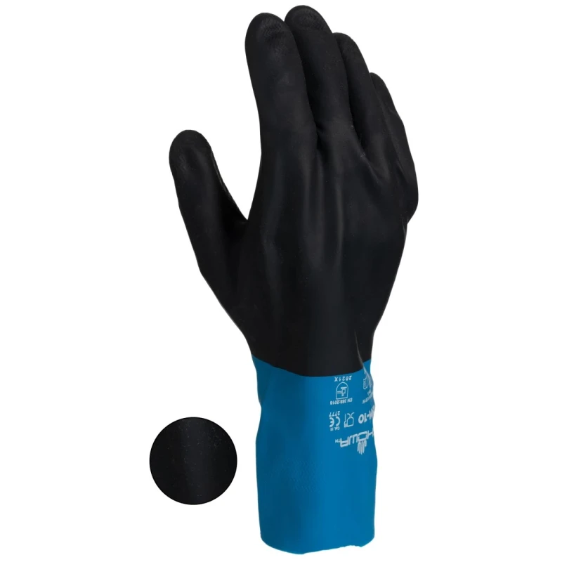 Showa Black Cotton Work Gloves Size 10 Latex Neoprene Coating Chemical Resistant BSTCHMS4