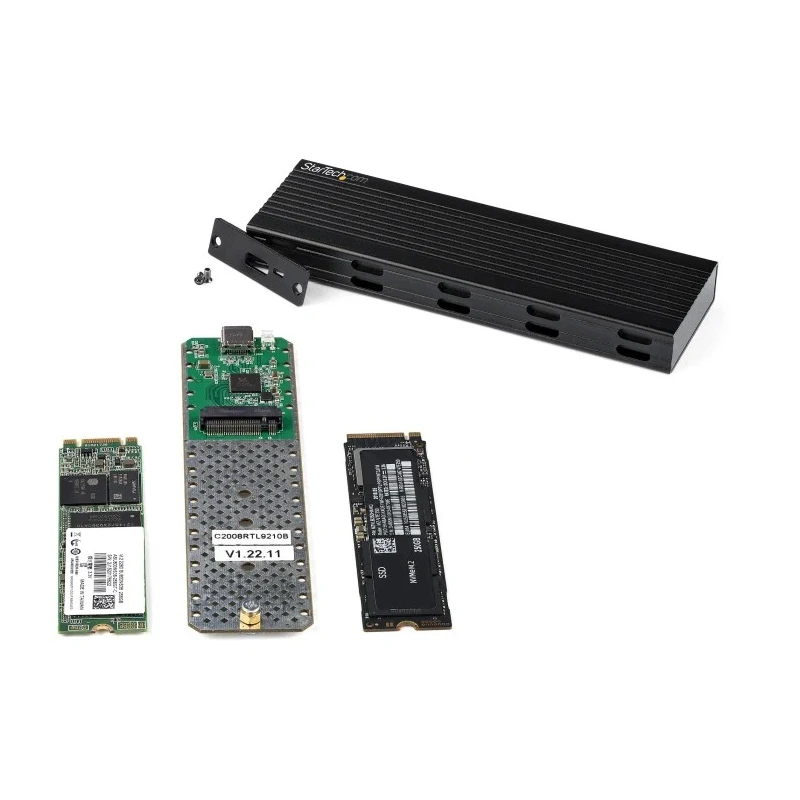 StarTech.com 0.87 in M.2 SATA SSD Hard Drive Enclosure USB C 10Gbps Plastic Aluminium Black SM2E1BMU31C