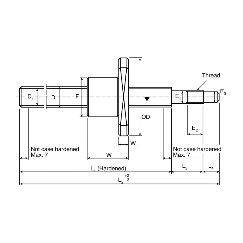 NSK 124 mm Precision Rolled Ball Screw Assembly with Round Flange Nut 6 mm Shaft Diameter 160 mm Shaft Length RMA0601C7S-160