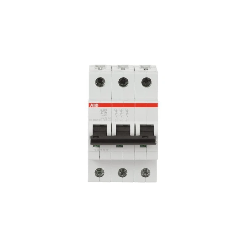 ABB System Pro M Compact S200 Miniature Circuit Breaker 3-Pole 1A Type Z 400V AC 6 kA 2CDS253001R0218 S203 Z 1A - 10 KA
