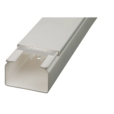 RS PRO White Open Slot PVC Cable Trunking, Width 90mm x Depth 60mm, Length 2m, Self-Extinguishing, Model W90mm