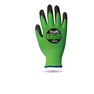 Traffi General Handling Gloves Black Green Elastane Fibreglass HPPE Nylon Polyester Steel Size 8 TG5010