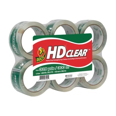 DUCK TAPE Clear Heavy Duty Packing Tape Acrylic Backing Water Based Acrylic Adhesive 50 m x 48 mm 0.065mm Thickness 287084