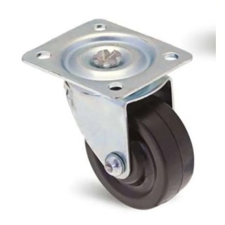 Guitel Hervieu Swivel Castor 75 mm Rubber Wheel 50 kg Load Capacity Pressed Steel Frame 360933