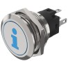 EAO 82 Series Illuminated Push Button Switch Momentary Panel 22.3 mm Cutout SPDT Blue LED IP65 IP67 240V dc 82-6151.1A24.B004