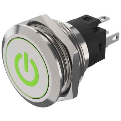 EAO 82 Series Illuminated Push Button Switch Momentary Panel Mount SPDT Green Red LED IP65 IP67 240 V 82-6151.1AA4.B002
