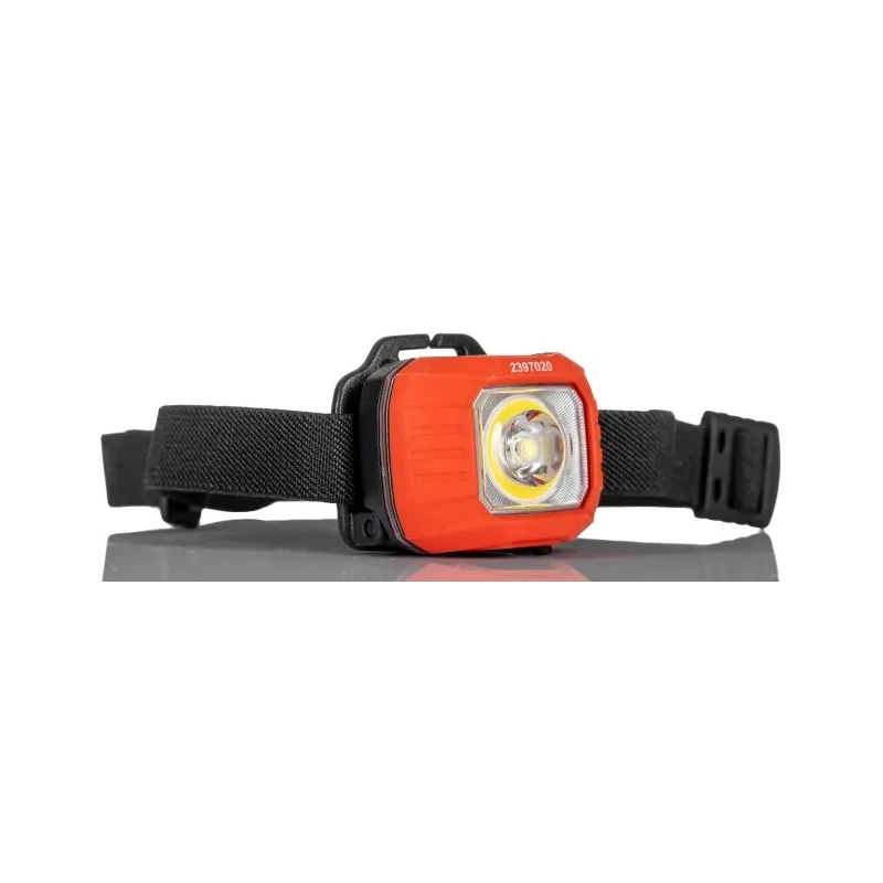 RS PRO Rechargeable LED Head Torch 320 Lumen Flood and Spot Beam IP65 Thermoplastic Housing 239-7020