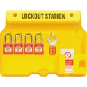 Spectrum Industrial 4 Padlock Lockout Station Yellow Vinyl Material 315mm Width 406mm Height S2205