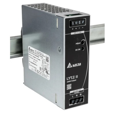 Delta Electronics DRL Switched Mode DIN Rail Power Supply 24V dc, 10 A Output, 240 W, AC Input 90 to 264V ac DRL-24V240W1EN