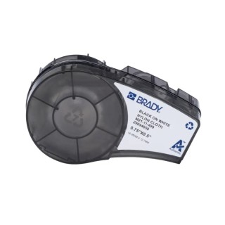 Brady Black on White Laminated Thermal Transfer Nylon Cloth Label, 19.05 mm Width, 12.7 mm Length M21-11-499