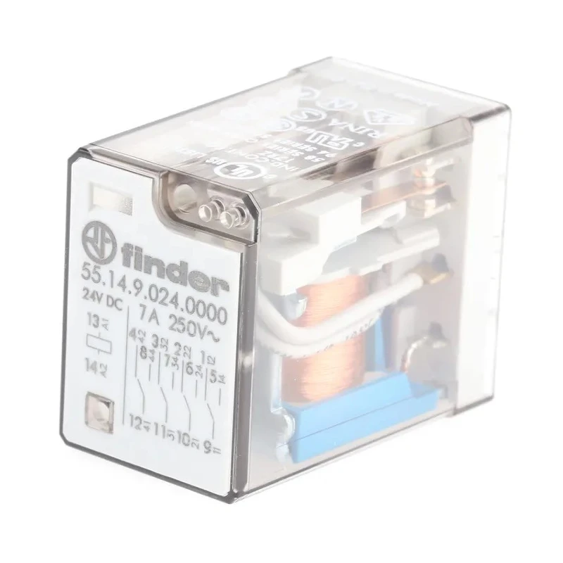 Finder PCB Power Relay 4PDT 24V DC Coil Voltage 7A Switching Current Silver Alloy Contacts 55.14.9.024.0000