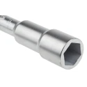 Facom Tubular Box Spanner Metric 17 mm Size, Angled Head, Chrome Vanadium Steel, Satin Chrome Finish, 187mm Overall 75.17
