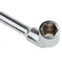 Facom Tubular Box Spanner Metric 17 mm Size, Angled Head, Chrome Vanadium Steel, Satin Chrome Finish, 187mm Overall 75.17