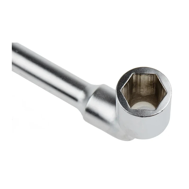 Facom Tubular Box Spanner Metric 17 mm Size, Angled Head, Chrome Vanadium Steel, Satin Chrome Finish, 187mm Overall 75.17