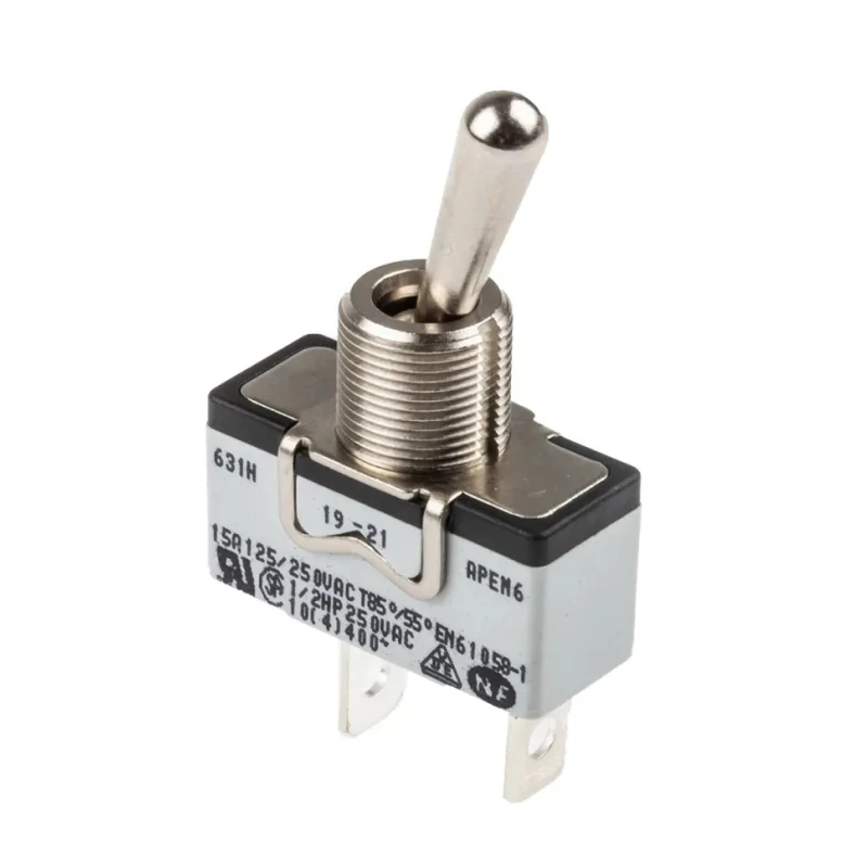 APEM Toggle Switch Panel Mount On-Off SPST Tab Terminal 24 V dc 250 V ac 631H/2