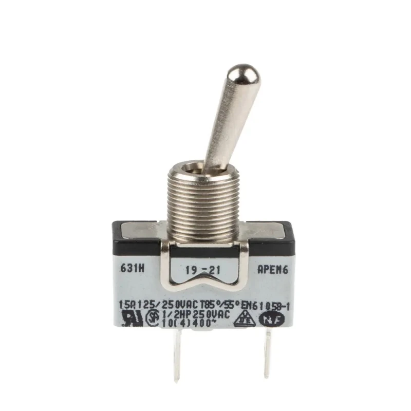 APEM Toggle Switch Panel Mount On-Off SPST Tab Terminal 24 V dc 250 V ac 631H/2
