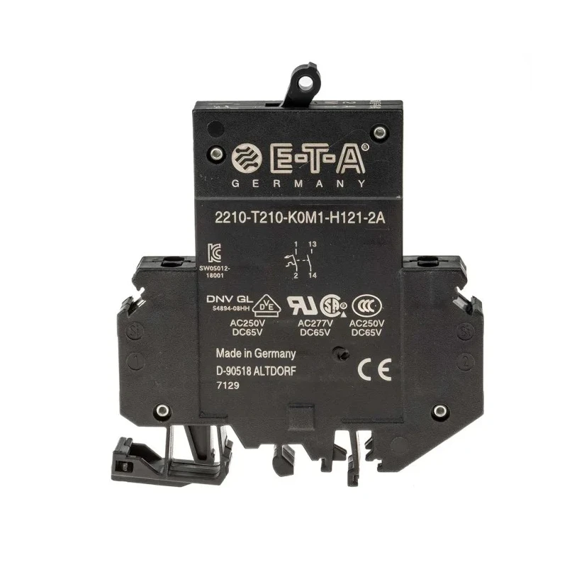 ETA Thermal Magnetic Circuit Breaker 2A Current Rating 1-Pole DIN Rail Mount 2210-T210-K0M1-H121-2A