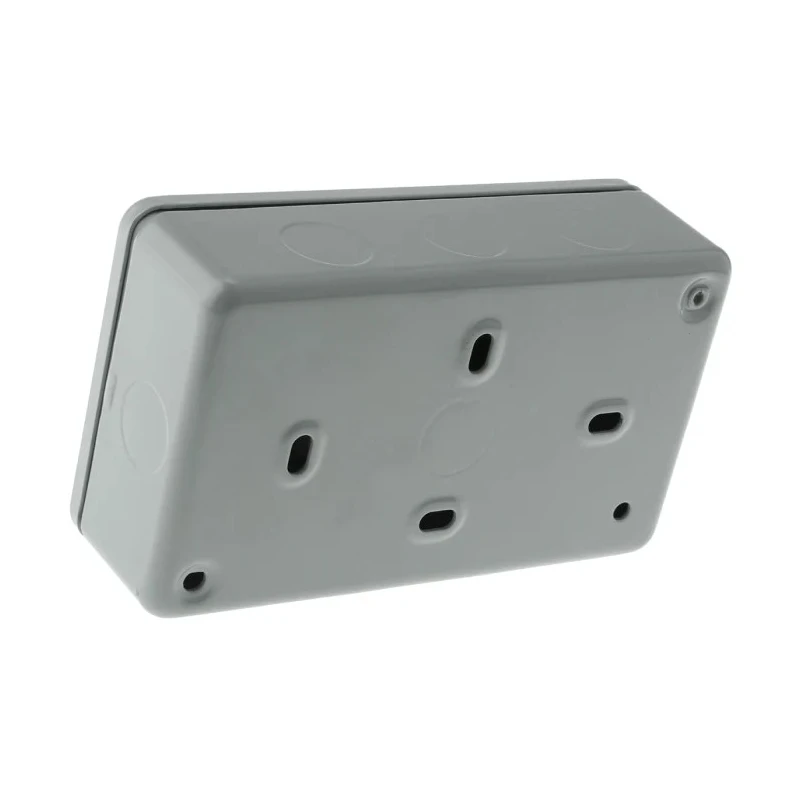 MK Electric 13A Grey 2 Gang Plug Socket Metalclad Plus Indoor Switched Type G British K2945 ALM