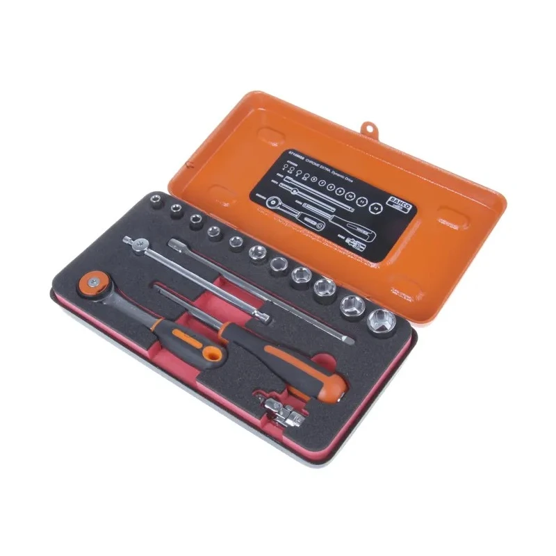 Bahco 16-Piece 1/4 in 6 Point Standard Socket Set Chrome Finish Alloy Steel Drive 1/4 in 6715MGS