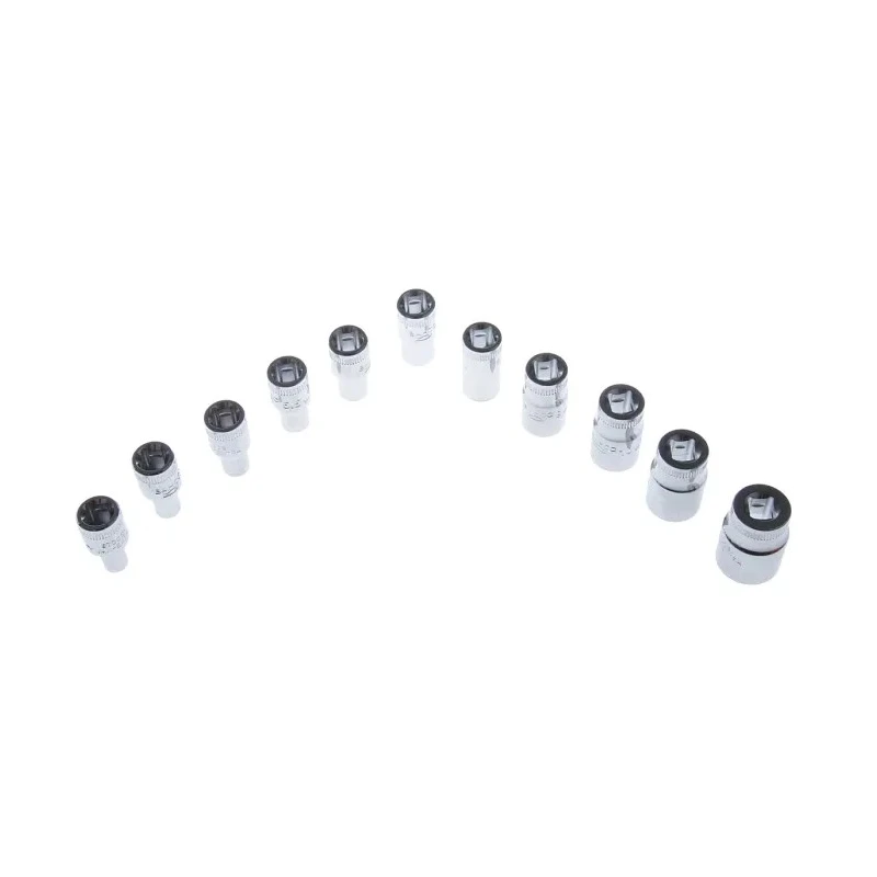Bahco 16-Piece 1/4 in 6 Point Standard Socket Set Chrome Finish Alloy Steel Drive 1/4 in 6715MGS