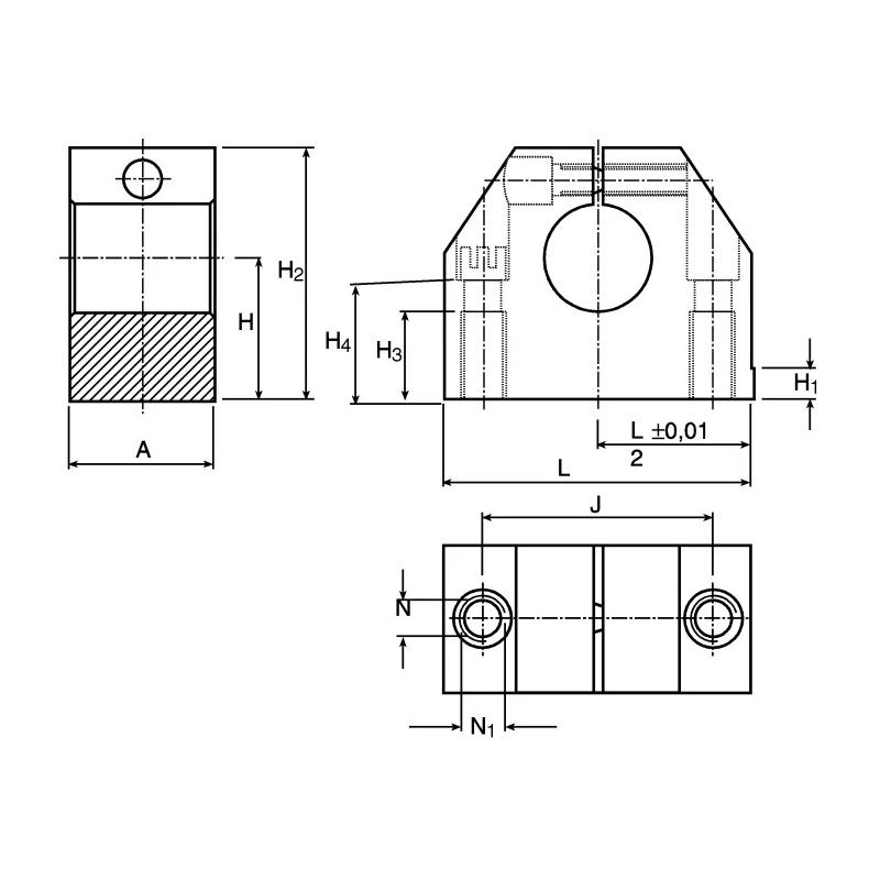 Ewellix Makers in Motion Linear Shaft Support 2-Bolt Base Bearing Housing 54 mm LSHS25