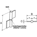 Pinet Steel Flag Hinge 80 mm x 48 mm x 2 mm 12-1-3304