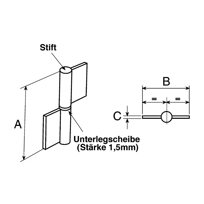 Pinet Steel Flag Hinge 80 mm x 48 mm x 2 mm 12-1-3304