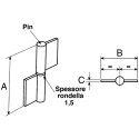 Pinet Stainless Steel Butt Hinge 60 mm x 40 mm x 1.5 mm 12-1-3769