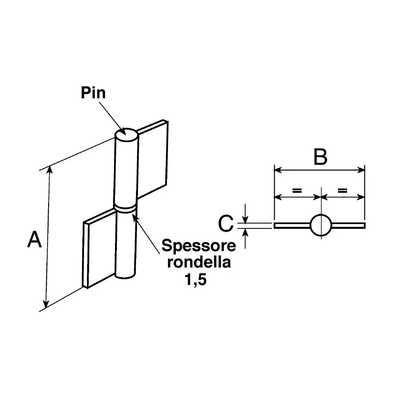 Pinet Stainless Steel Butt Hinge 60 mm x 40 mm x 1.5 mm 12-1-3769