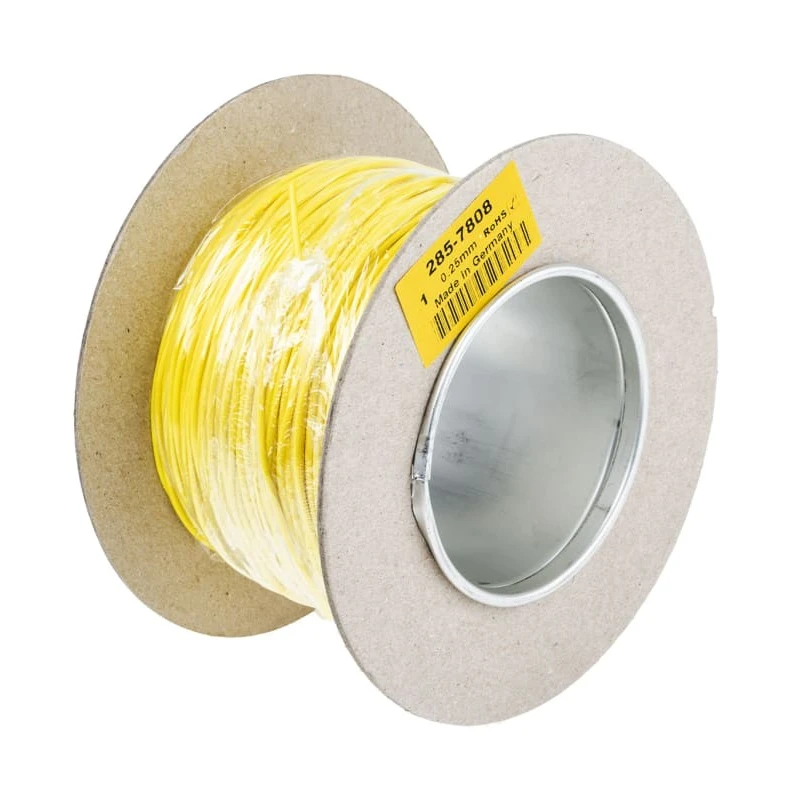 Staubli FlexiVolt Series Yellow Hook Up Wire 23 AWG 66/0.07 mm Core Strands 100 m 500V 70°C 285-7808