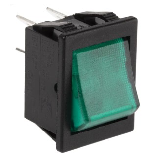 Arcolectric (Bulgin) Ltd Illuminated DPST On-Off Rocker Switch Panel 16A, Green Rectangular Actuator C1353ALNAF