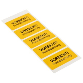 Idento Yellow Polyvinyl Chloride Safety Label VORSICHT! Fremdspannung ESSW74052