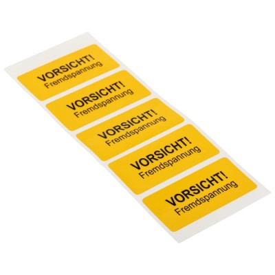 Idento Yellow Polyvinyl Chloride Safety Label VORSICHT! Fremdspannung ESSW74052